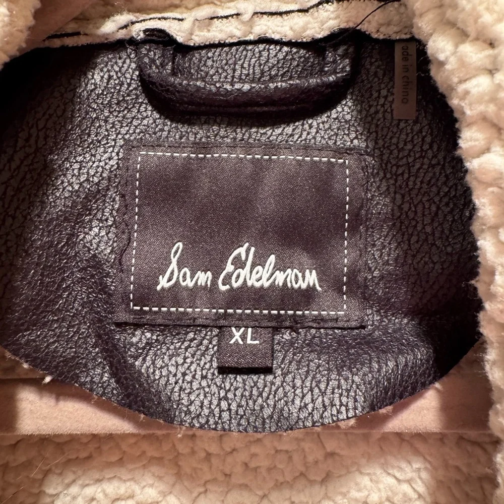 Sam Edelman Black and Cream Teddy Jacket with Waterfall Design - Picture 6 of 8